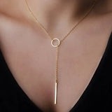 Minimalist Round Stick Pearl Pendant Necklace