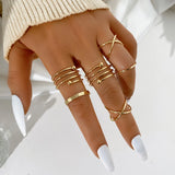 Silver Color Crystal Rings Set for Women