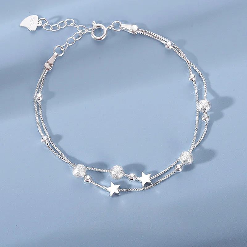 Sterling Silver Star Beaded Bracelet