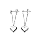 Sterling Silver Heart Chain Earrings