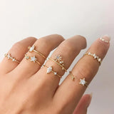 Silver Color Crystal Rings Set for Women