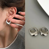 Steel Smooth Metal Chunky Hoop Earrings