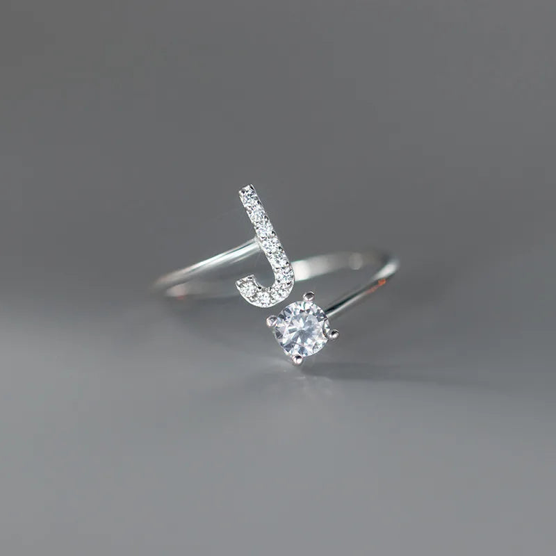 Zircon Initial A-Z Letter Ring For Women