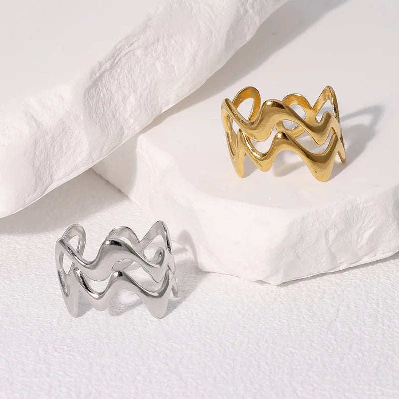 Stainless Steel Irregular Wave Ring