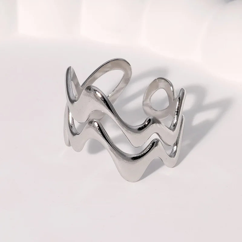 Stainless Steel Irregular Wave Ring