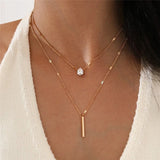 Minimalist Round Stick Pearl Pendant Necklace