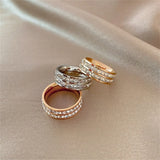 Rose Gold Double Rowed Square Zircon Ring