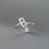 Zircon Initial A-Z Letter Ring For Women