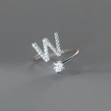 Zircon Initial A-Z Letter Ring For Women