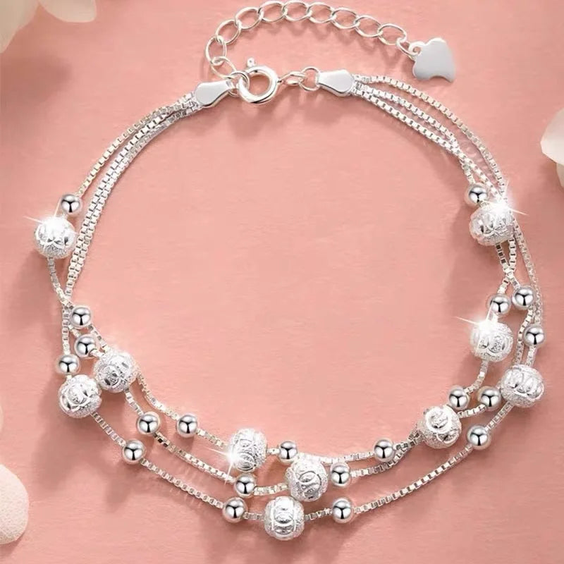 Sterling Silver Star Beaded Bracelet