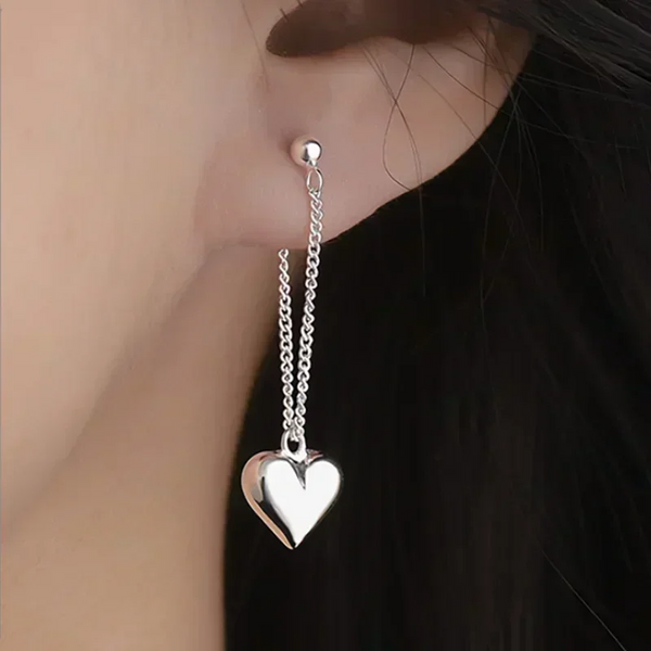 Sterling Silver Heart Chain Earrings