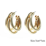 Steel Smooth Metal Chunky Hoop Earrings