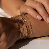 6Pcs Gold Color Multilayer Bracelet Set