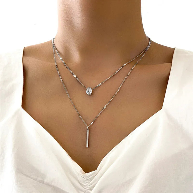 Minimalist Round Stick Pearl Pendant Necklace