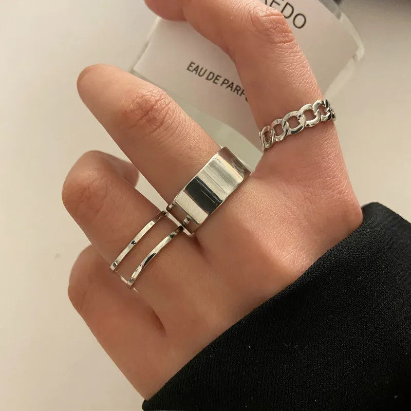 Silver Color Crystal Rings Set for Women