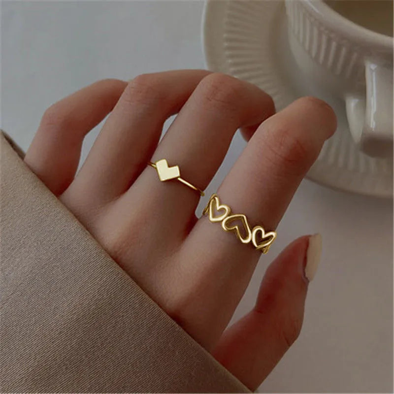 Silver Color Crystal Rings Set for Women