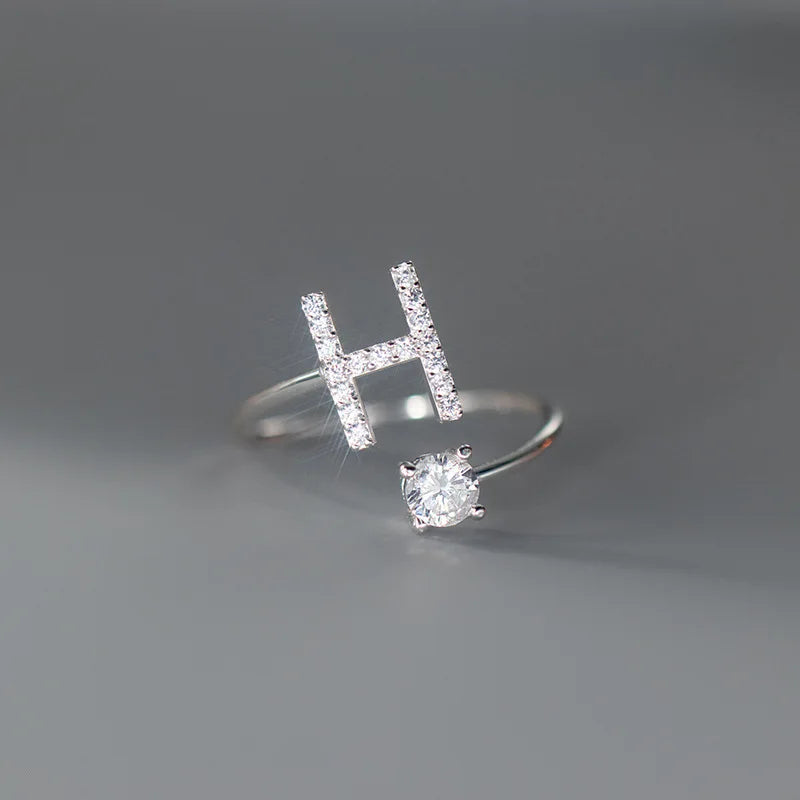 Zircon Initial A-Z Letter Ring For Women