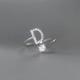 Zircon Initial A-Z Letter Ring For Women