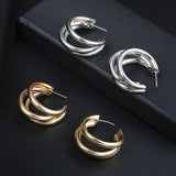 Steel Smooth Metal Chunky Hoop Earrings