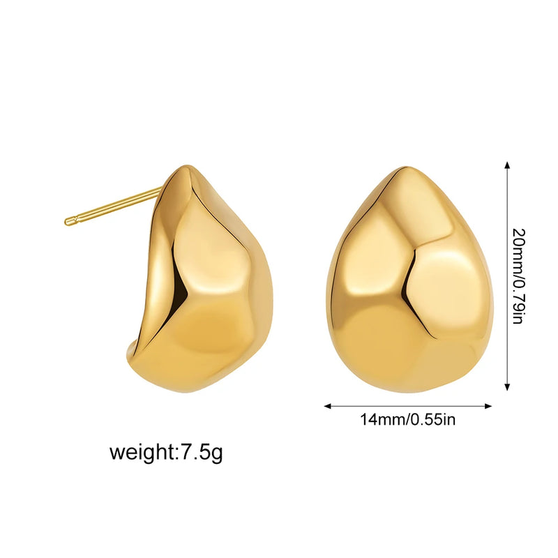 Stainless Steel Gold Plated Tear Drop Earrings