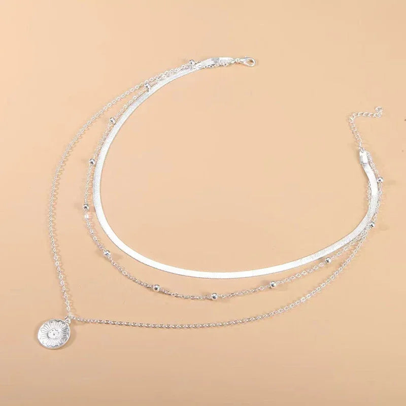 Sterling Silver Three-Layer Necklace