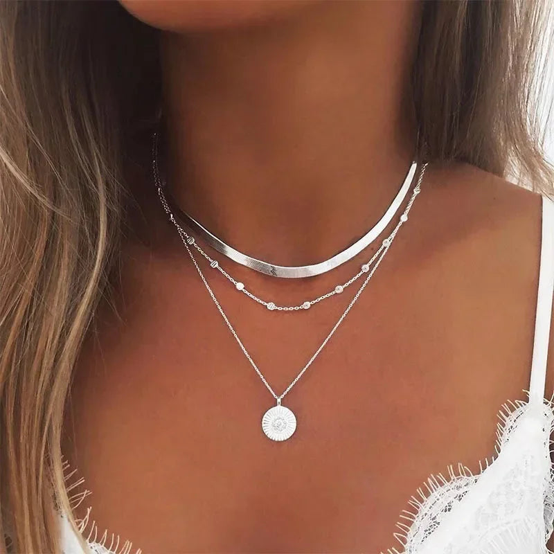 Sterling Silver Three-Layer Necklace