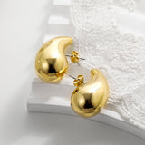 Stainless Steel Gold Plated Tear Drop Earrings