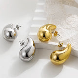 Stainless Steel Gold Plated Tear Drop Earrings