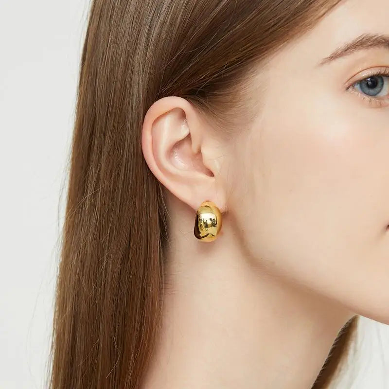 Stainless Steel Gold Plated Tear Drop Earrings