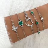 Rhinestone Butterfly & Heart Love Infinity Bracelets